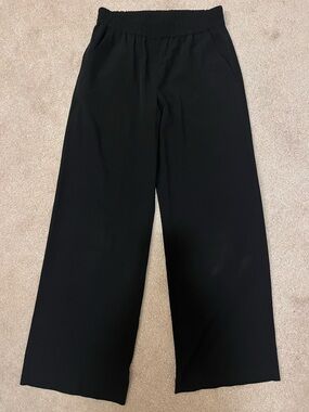 LOFT Black Wide-Leg Trousers — Sleek Everyday Satin-Like Finish